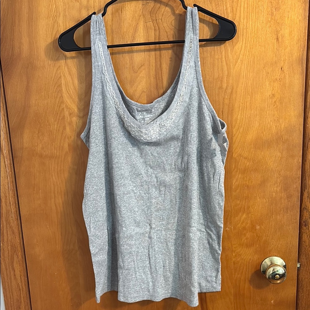 Lane Bryant Grey Tank Top with Pearl and Lace